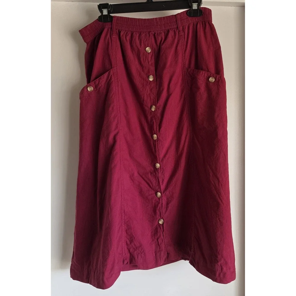 Denim Jazz Maxi Skirt Women S Maroon Cotton Solid Long Vintage
